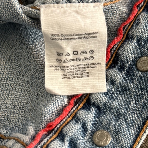 Free People Denim Jean Jacket with Distressed Look Oversized Size Small - Picture 5 of 11